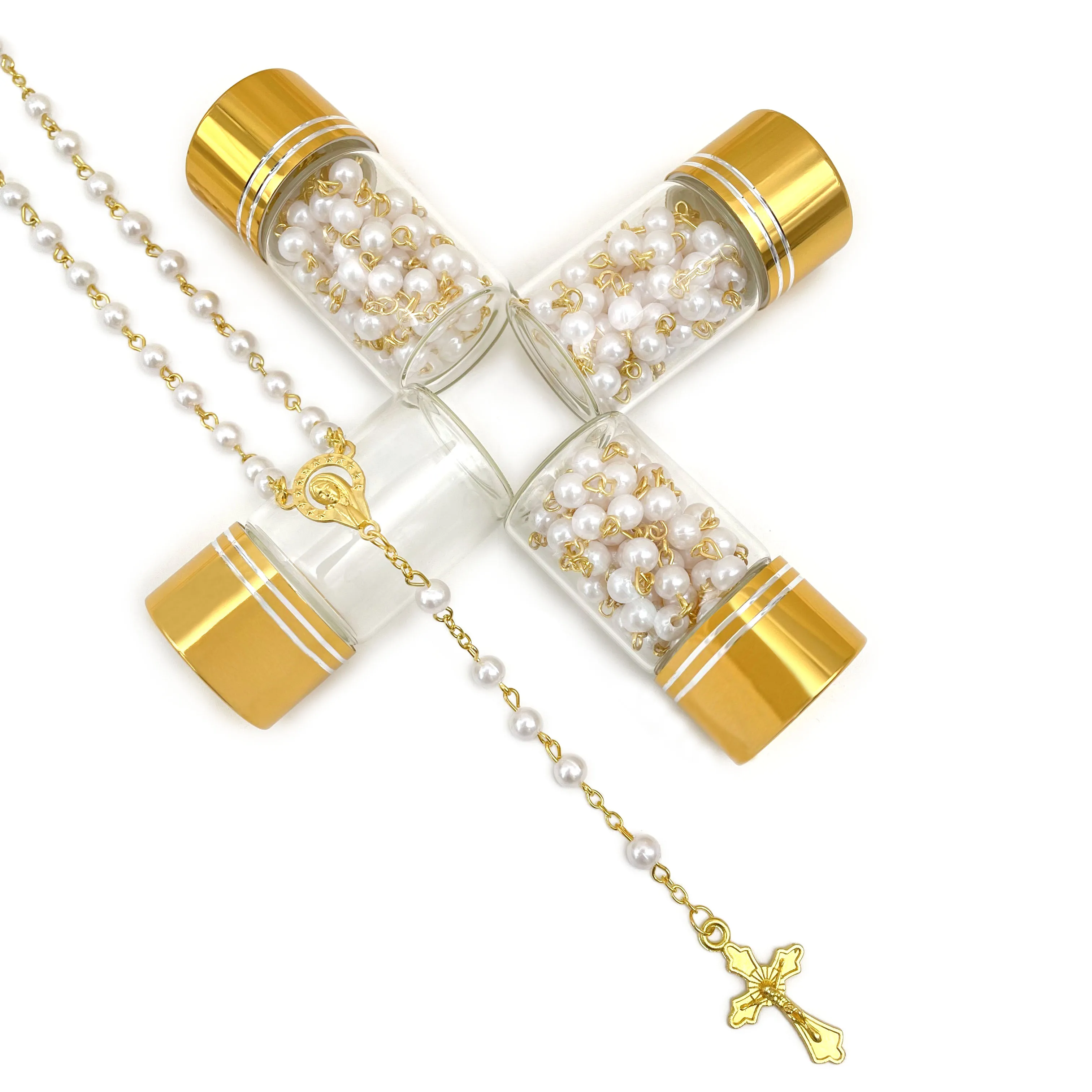 12 قطعة كبيرة الحجم 6 مللي متر الخرز المعمودية سيدة غوادالوبي اللؤلؤ الوردية في الفضة/الذهب غطاء الزجاج جرة زجاجة مطرز قلادة مع Cr #3