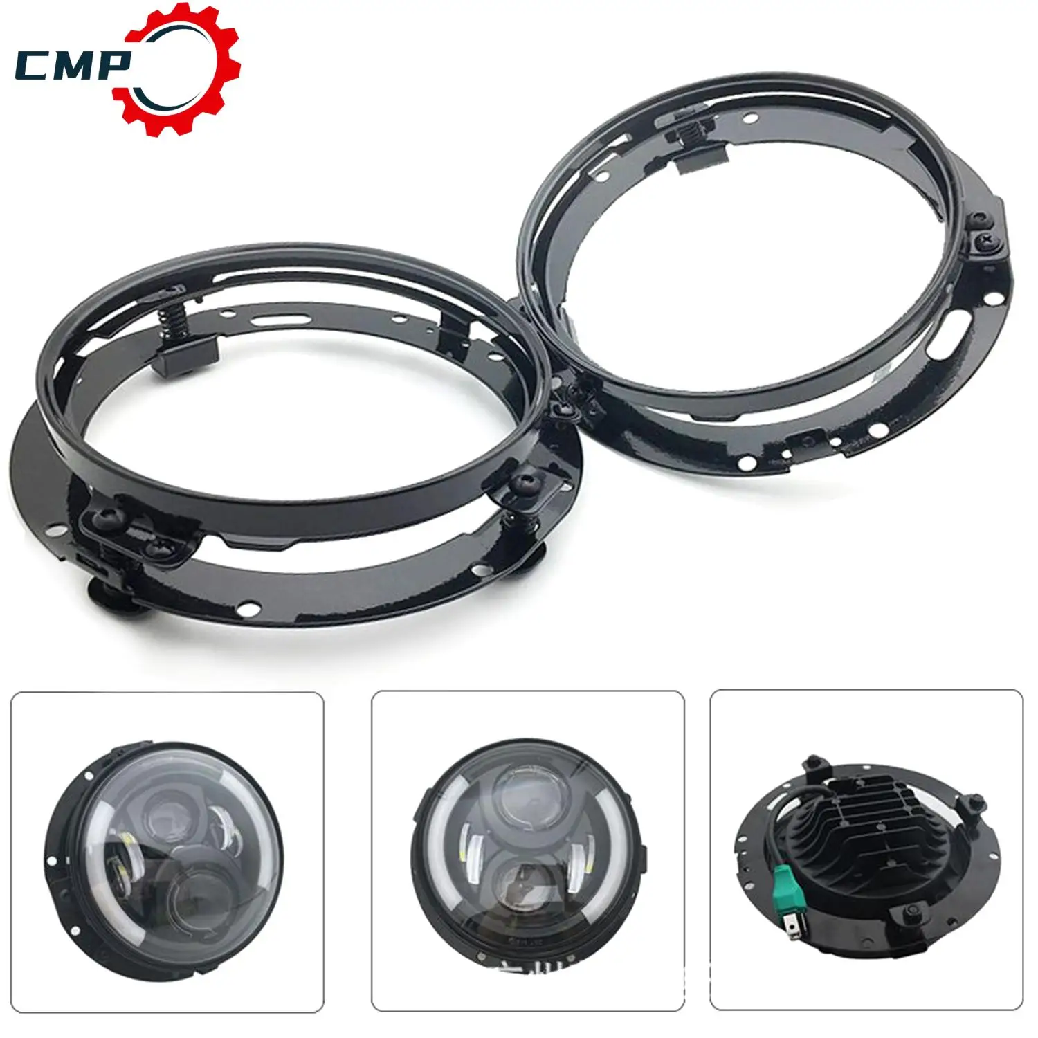 

2pcs 7" Universal Round Headlight Bracket Lamp Base For Jeep VW Volkswagen Vocho Metal Headlight Torque Base Car Accessories