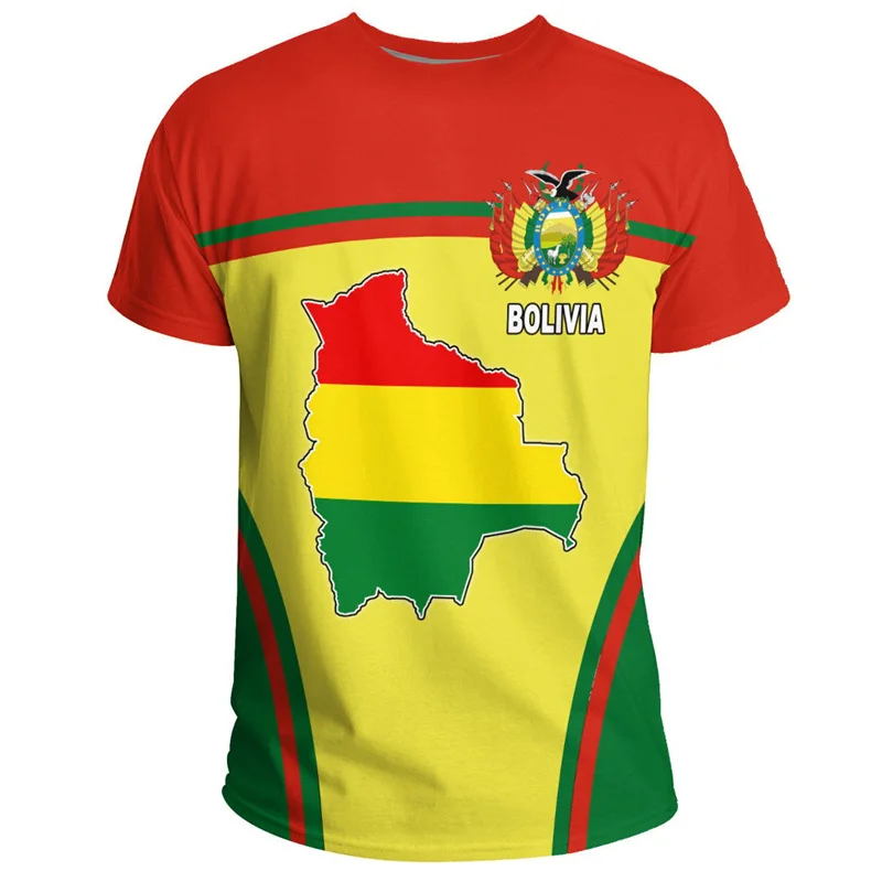 Fashion Bolivia Flag 3D Printed T-Shirt Men Sportswear Tee Shirts Crew Neck Short Sleeves Summer Casual Street Loose T Shirt