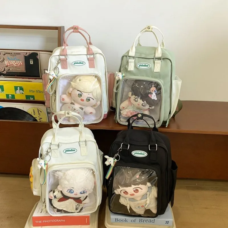 

Transparent shoulder pain bag, large capacity backpack, student schoolbag leisure college style Baby bag y2k ita bag itabag