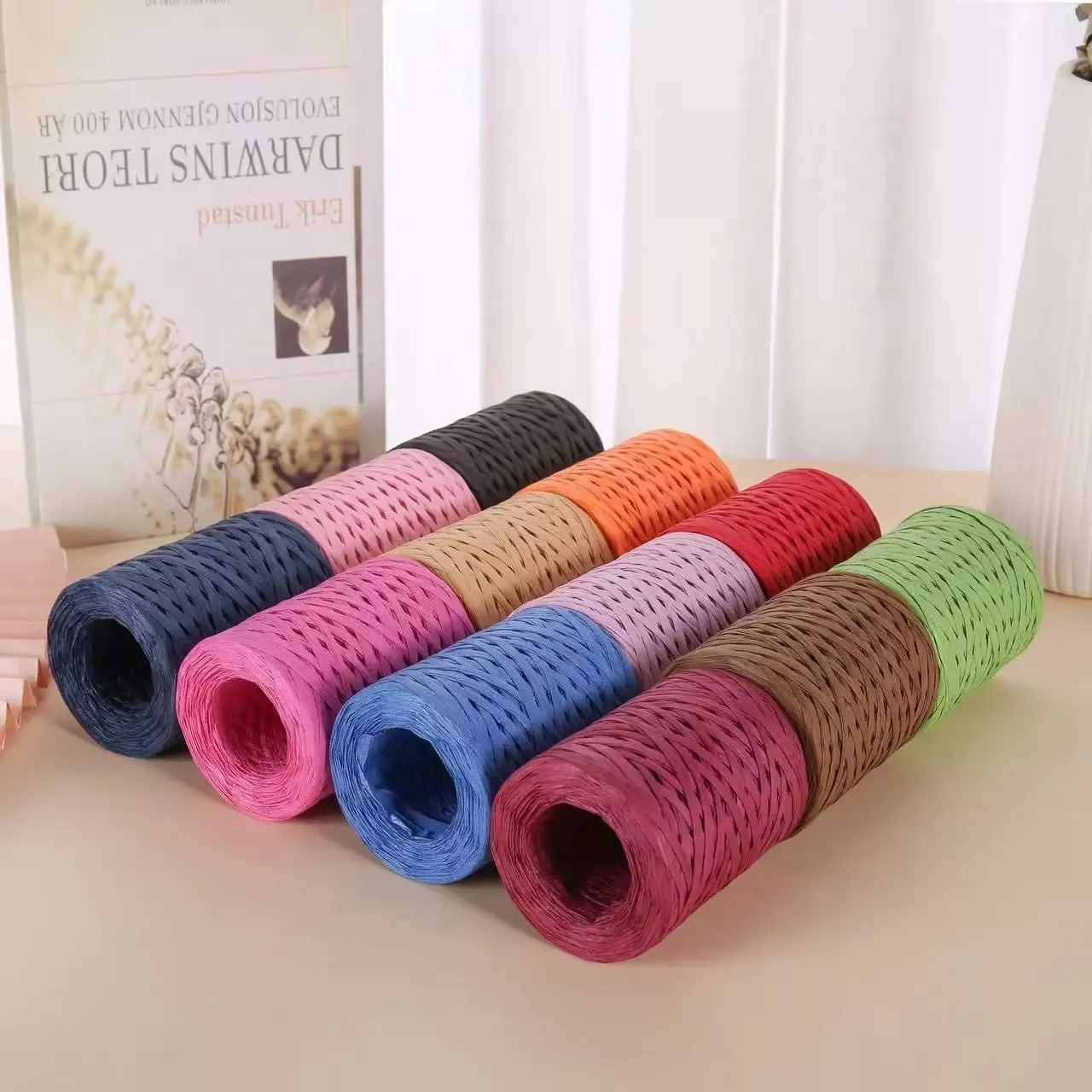 

10Pcs 1000g Natural Fiber Materials Raffia Weaving Thread Suitable for Making Summer Sun Hats Slippers and Bags