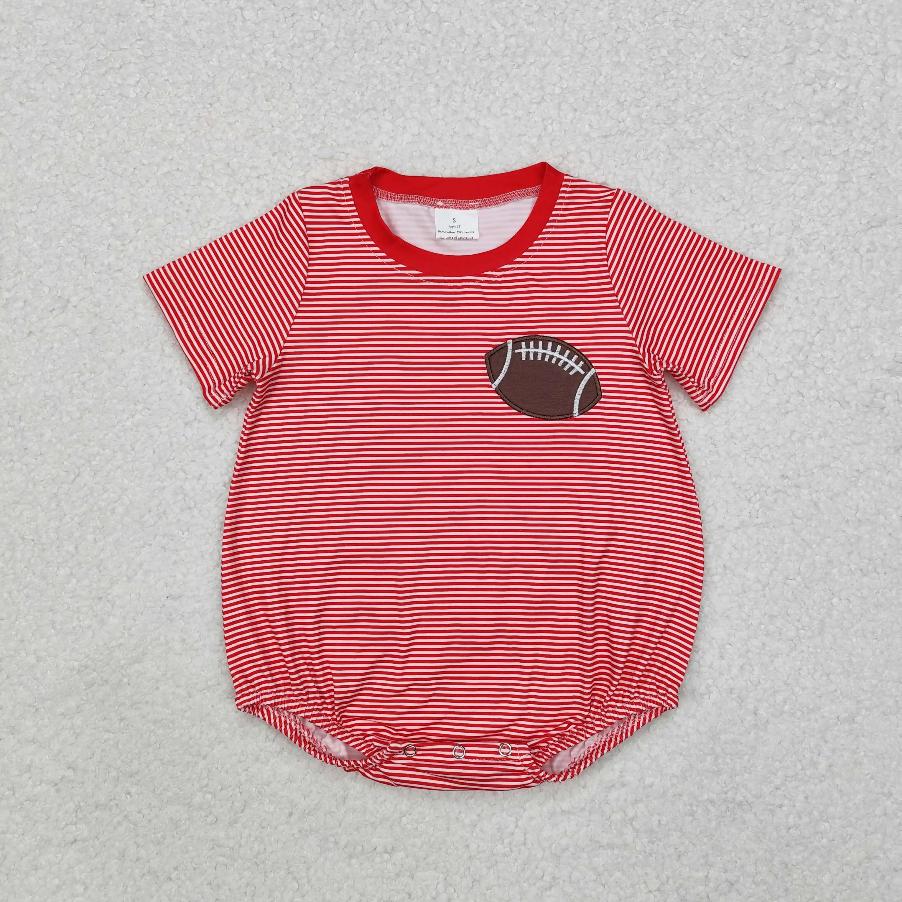 

NEW rts Infant Boys Romper Wholesale Boutique Embroidered Rugby Red Stripe Boys rompers