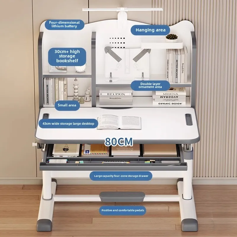

Children's study table, desk for children and students for home use, writing homework table, hand-cranked lifting table and chai