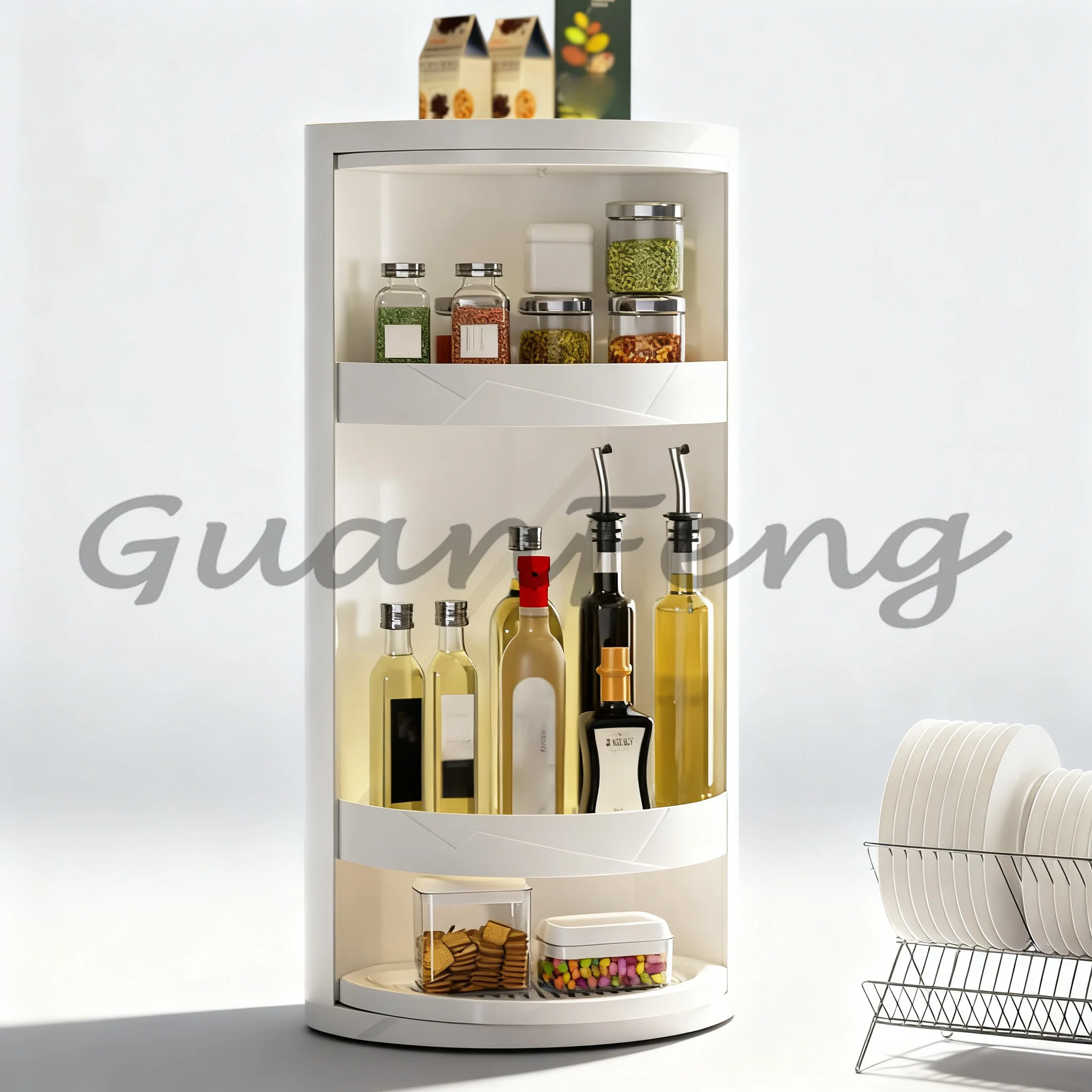 Waterproof three-layer rotating tripod corner stand, bathroom, kitchen, miscellaneous display, multifunctional storage cabinet