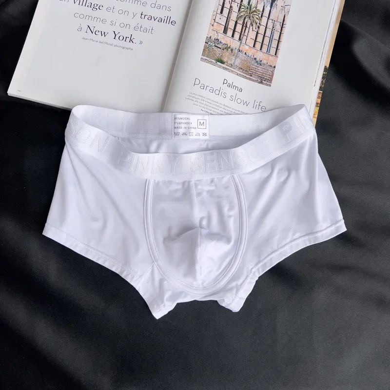 3pcs/lot men\'s underwear men\'s summer thin Modal breathable flat angle pure white trendy youth boxer shorts