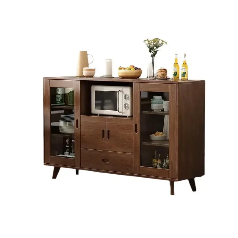 New Chinese-style solid wood dining side cabinet, integrated storage cabinet against the wall, kitchen household storage cabinet