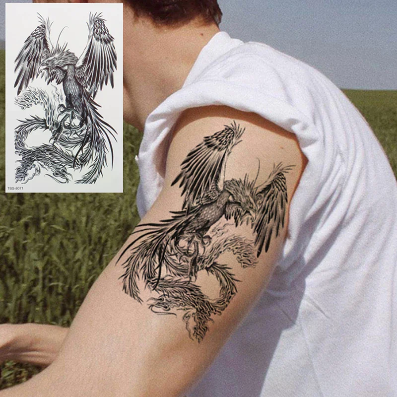 1pc Men Women Waterproof Temporary StickerTattoo Dragon Phoenix Body Arm Leg Art Sticker Cool