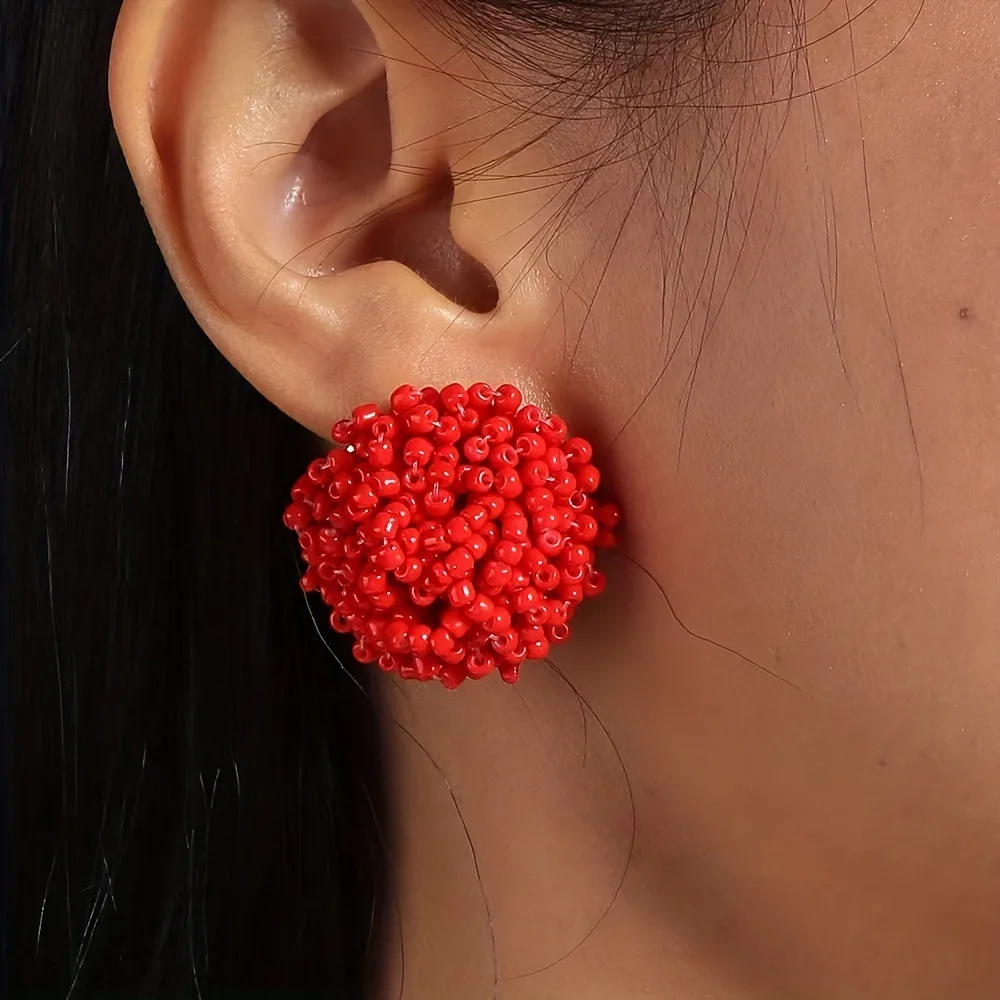 new in Bohemian Classic Ladies\' jewellery cute stud Earrings women European American Rice Bead Weaving Handmade earings jewelry