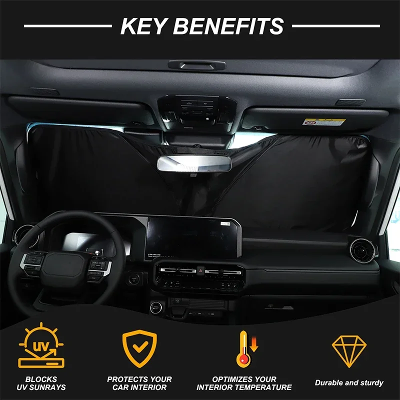 

Silver Tape Car Front Glass Anti-UV Sunshade Interior Car Accessories For Toyota Land Cruiser Prado 250 LC250 2024-2025