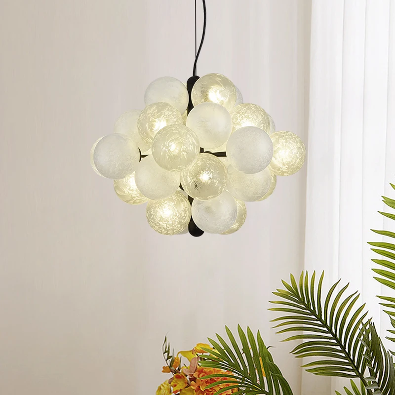 2025New Bubble Ball Design Chandelier Modern Restaurant Pendant Light Creative Art Bar Counter Table Lamp Home Decor G9 Bulb