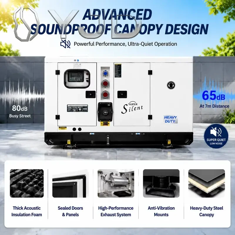 50kVA Super Silent Diesel Generator 40kW 1500rpm High Efficiency 3 Phase Industrial Grade Copper Alternator ATS for Home Shop