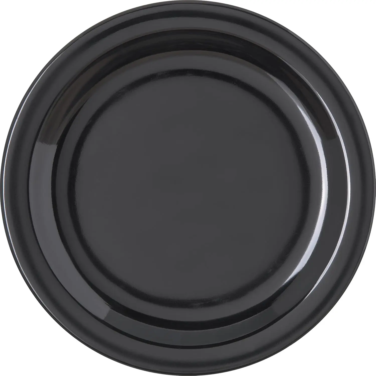 Reusable Plastic Plate Salad Plate with Rim for Buffets, Home, and Restaurants, Melamine, 7.25 Inches, Black, (Pack of 48)