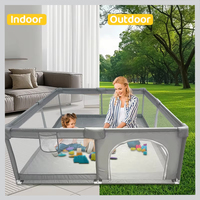 IMBABY Spacious Baby Playpen Washable Safety Barrier for Toddlers Light Gray Indoor Activity Center with EasyClean Design