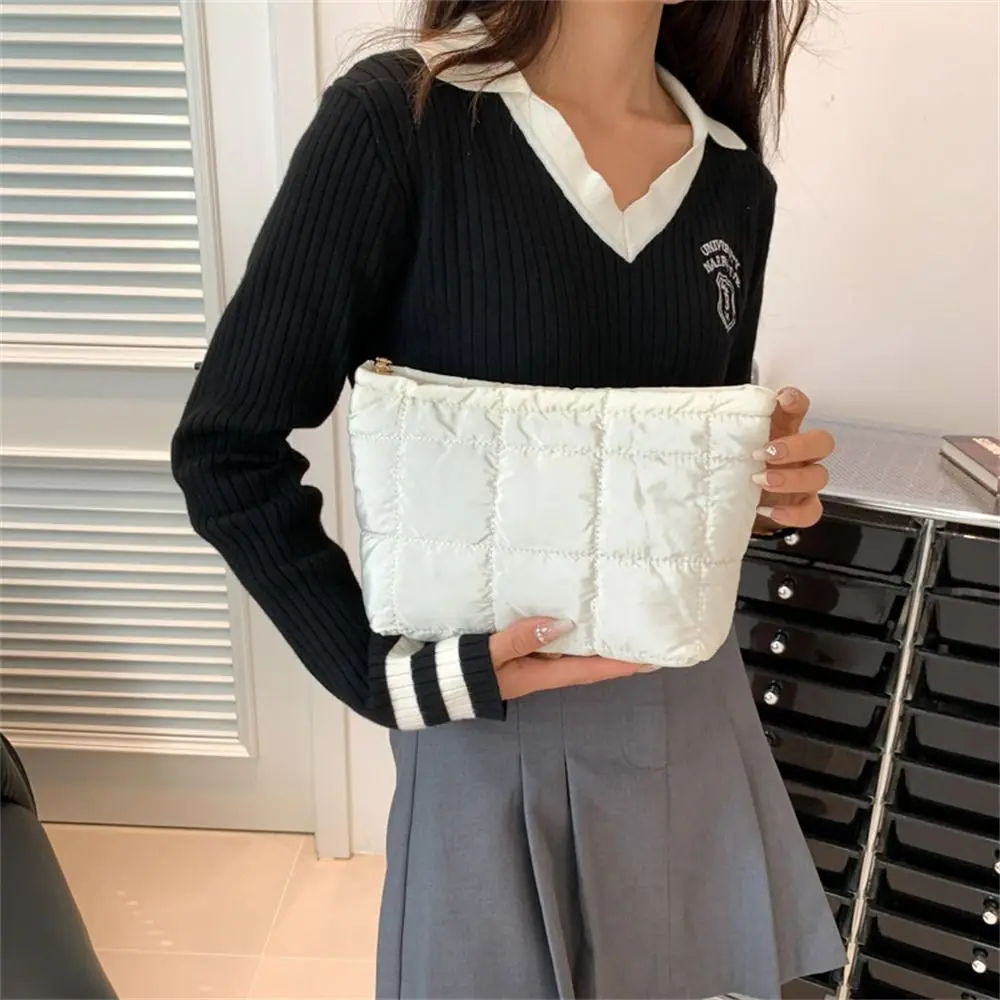 Pochette trapuntate cotone morbido donna cerniera organizzatore cosmetico borsa per il trucco carina borsa per il trucco grande borsa per buste