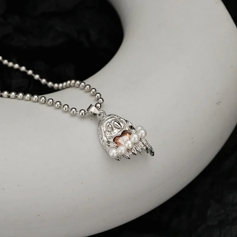 Ables Chic Solid 925 Silver Halloween Spirit Zircon Accent Little Wizard Original Woman Pendant Necklace Y1S2N1003