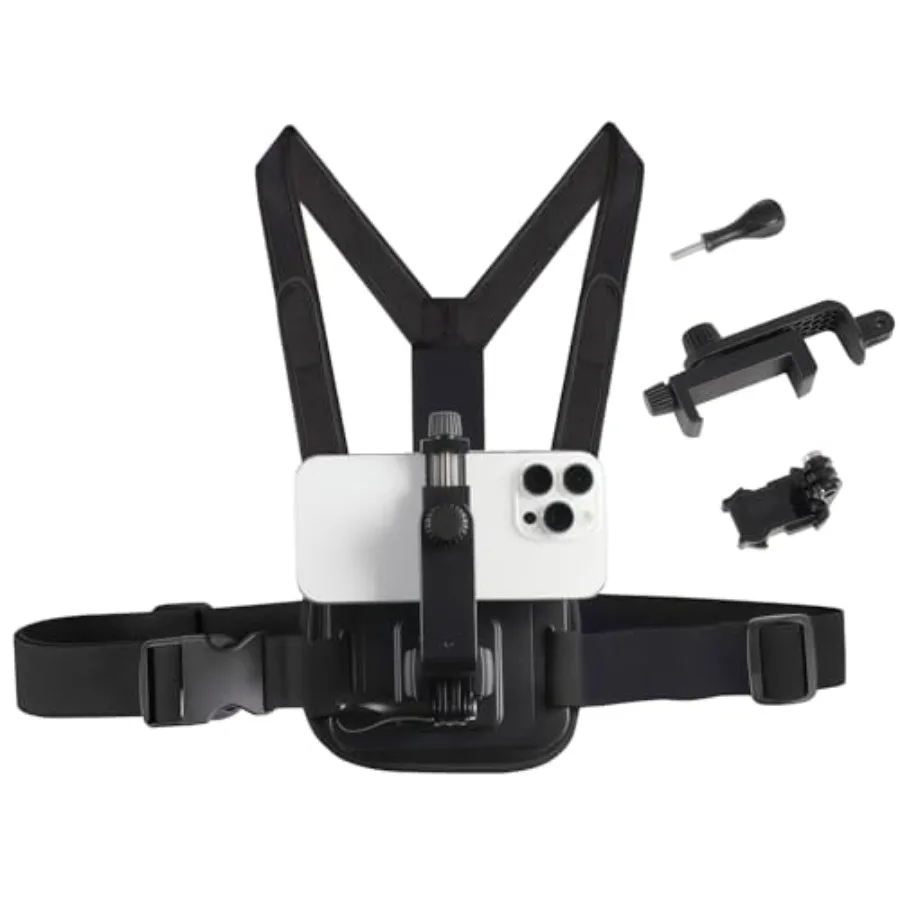 Phone Chest Mount Phone Harness Strap Holder Compatible for iPhone, Samsung, Gopro, DJI Action, Cell Phones Action Cameras POV/