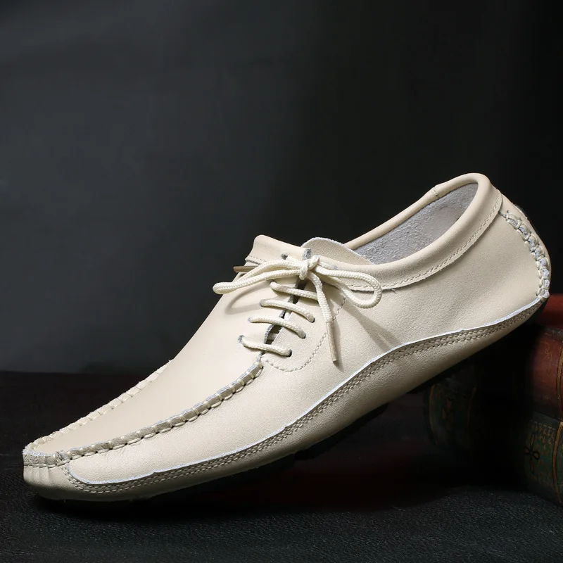 Genuine Leather Men Casual Shoes Fashion Loafers Newly High Quality Handmade Boat Shape Driving Shoes Man Zapatos De Hombre