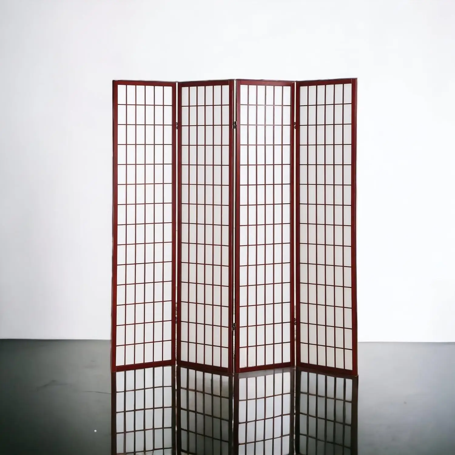 Separador de Habitaciones de 4 Paneles, Biombo de Privacidad Estilo Shoji, Separador de Habitaciones de Estilo Japonés de 6 Pies de Altura (Cerezo, 4 Paneles)