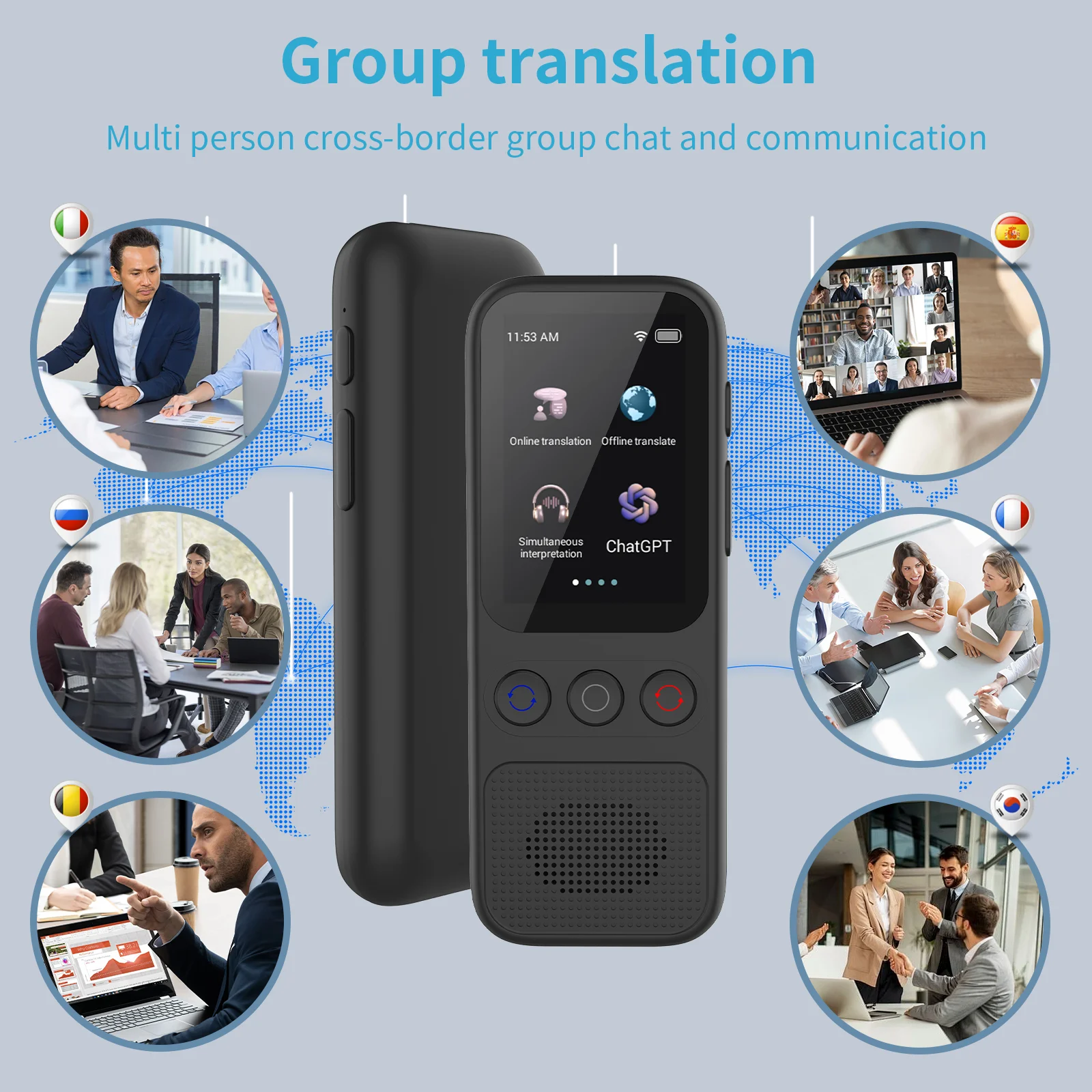 Languages Translation Device Support AI Smart  Translator 138 Language Translator Device ChatGPT Offline Photo Voice Translator