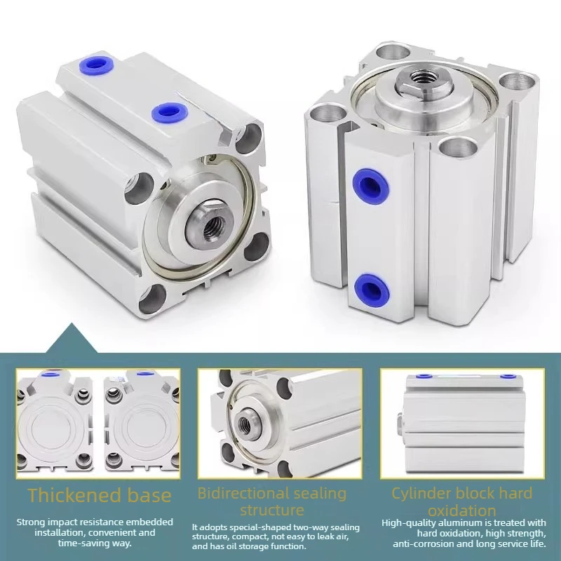 SDA Compact Pneumatic Cylinder 20/25/32/40×5-100mm for Industrial Automation Equipment in Assembly Lines