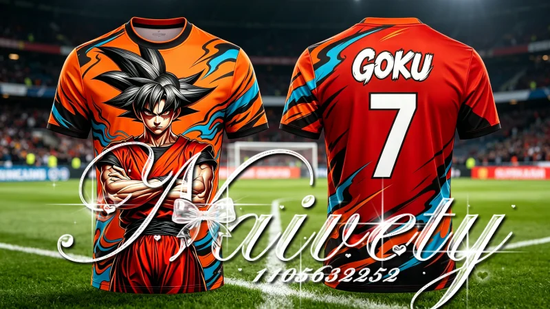 Retro Dragon Ball Son Goku 3DPrinted Football Jersey No.7 Unisex Quick Dry Anime Tee Soccer Training Sports Short Sleeve T-Shirt
