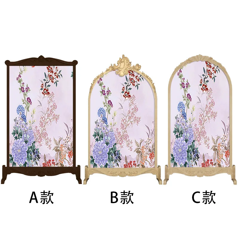 French antique crabapple solid wood carving flower screen partition living room bedroom blocking entrance home mobile seat scree