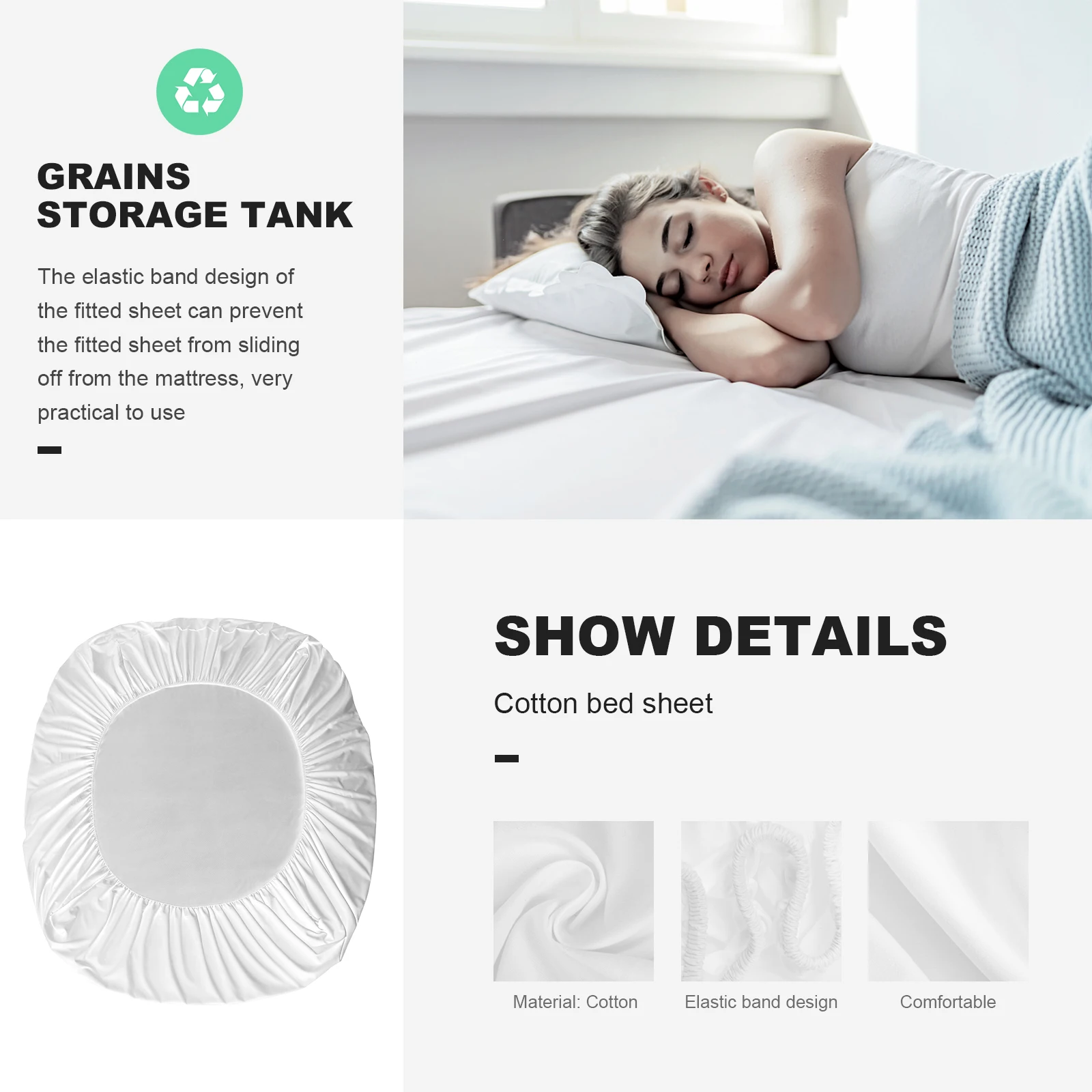 

Breathable Cotton Fitted Sheet King Size 1 Unit Gentle Waterproof Mattress Protector for Home Hotel Elastic Hem