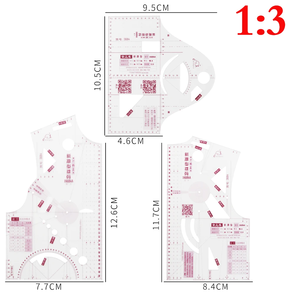 1:3 Fashion Design Ruler for Cloth Design School Student Teching Apparel Drawing Templete Garment Prototype Sewing Ruler