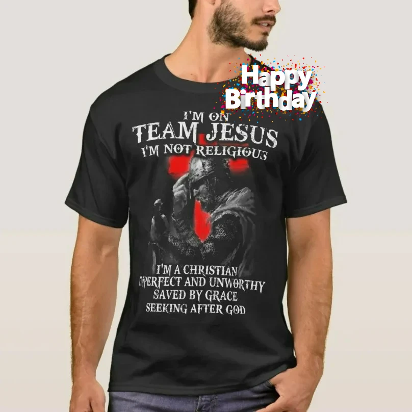 I'm on Team Jesus. Knights Templar Oath Crusader T-Shirt 100% Cotton O-Neck Short Sleeve Casual Mens T-shirt Size S-3XL
