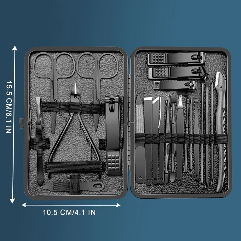 7/10/16/18/23 pièces coupe-ongles de manucure ensemble ménage en acier inoxydable oreille cuillère coupe-ongles pédicure ciseaux à ongles à