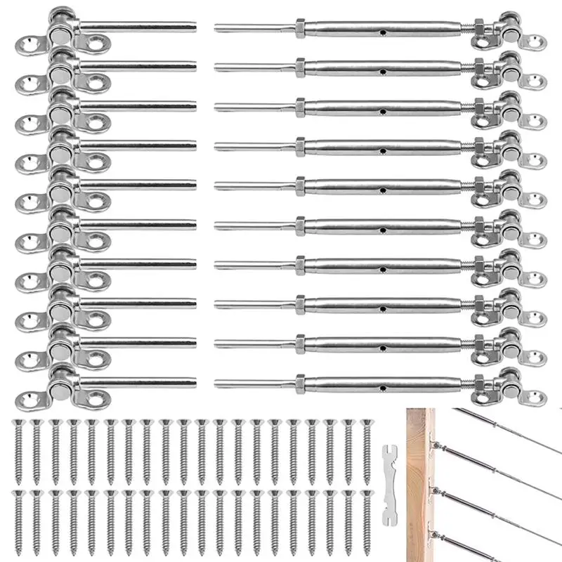 

30 Pairs Cable Railing Kit Stainless Steel Cable Railing Hardware For 1/8’’ Cable Railing System Cable Railing Tensioner Kit