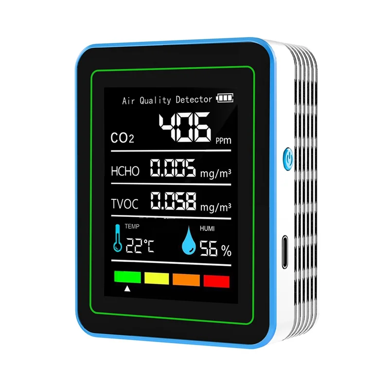 Y22A-5 In 1 공기 품질 모니터 TVOC HCHO 온도 습도 CO2 측정기, USB 충전식 CO2 감지기
