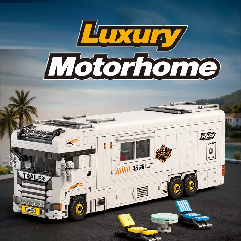 1180pcs Luxury RV Model Educational Building Blocks Toy Display Piece for Children's Creative And Intellectual Development