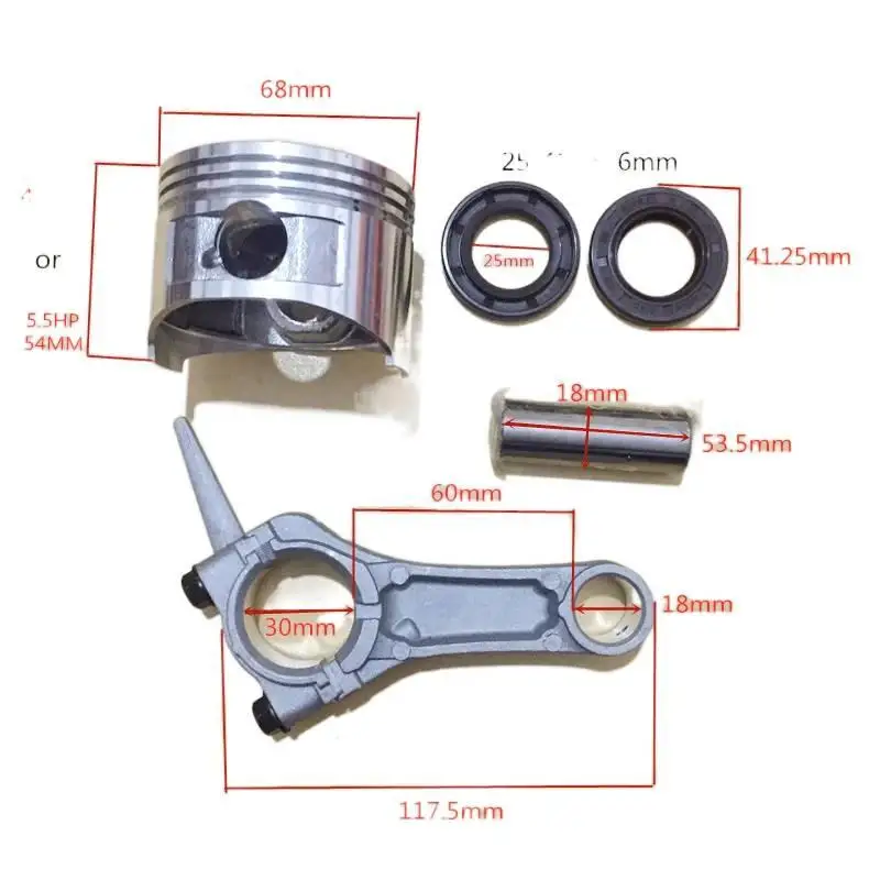 68-mm-Kolbenring-Öldichtungs-Verbindungsstangen-Ersatzset, Honda GX160 GX200 168F 2 kW 2,5 kW Motorersatzteile