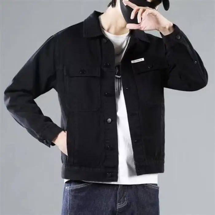

Men's Casual Denim Jaet Spring Autumn Korean Sle Youth White Denim Workwear Jaet Versatile Polyester Fabric Summer