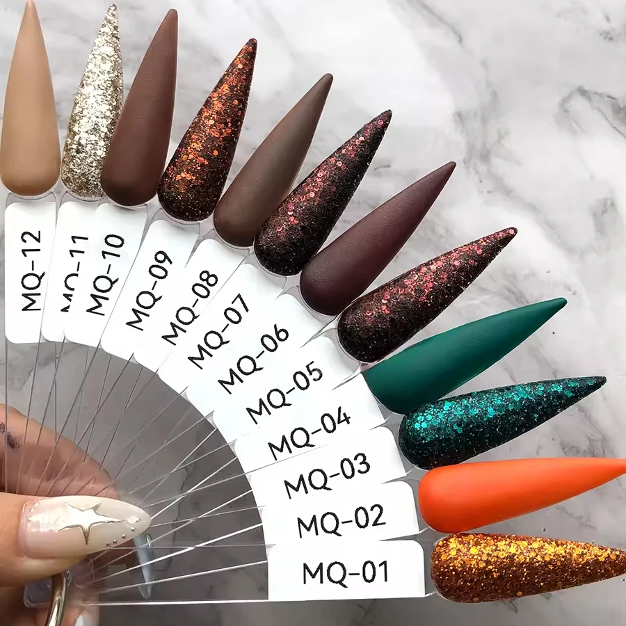 YTYIN Professionale all'ingrosso Bulk 3 in 1 Glitter Fine Blue Nude Burroso Nail Art Supplies Salon Cover Set di polvere acrilica