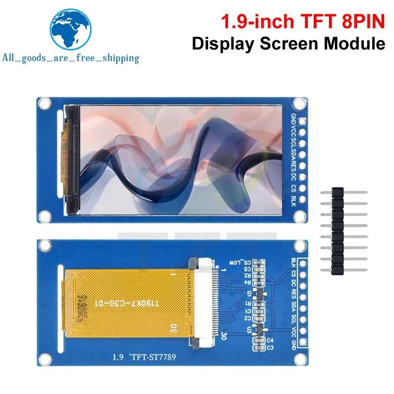 1.9 Inch IPS Full Angle TFT Display Screen LCD Screen Color Display Module SPI Serial Port High-definition 170x320 ST7789