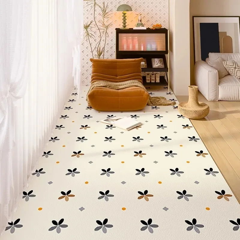 

Modern Plaid Pattern Kitchen Floor Mat PVC Leather Waterproof Oil-resistant Carpet Bathroom Balcony Anti Slip Washable Rug Ковер