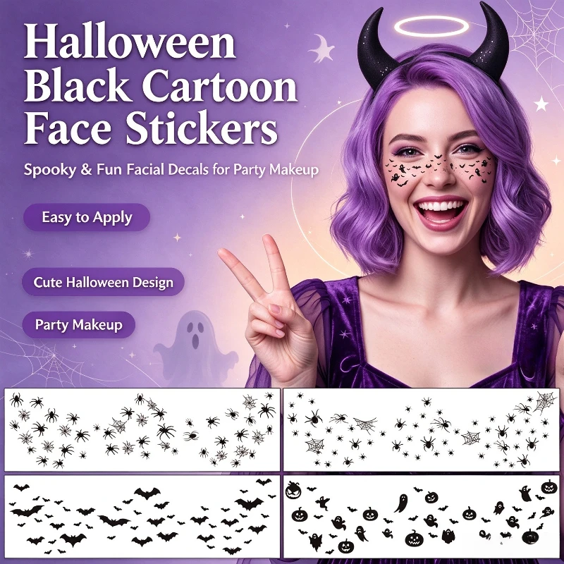 1PC Halloween Funny Temporary Tattoo Stickers With Devil Spider Bat And Freckle Designs For Autumn Winter Gathering Cosplay