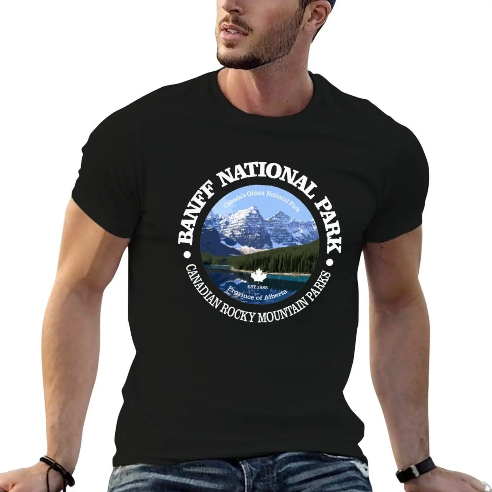 Banff National Park Black T-Shirt Work Outdoor Short Sleeve Tee