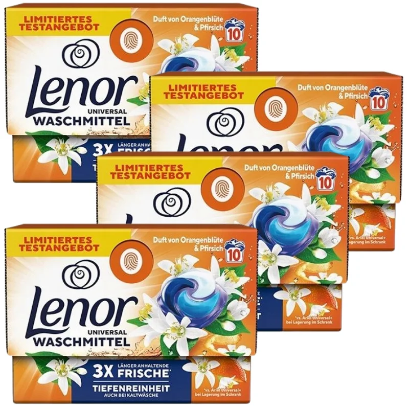 كبسولات لينور يونيفرسال للغسيل بالبرتقال والخوخ 4X10 قطع