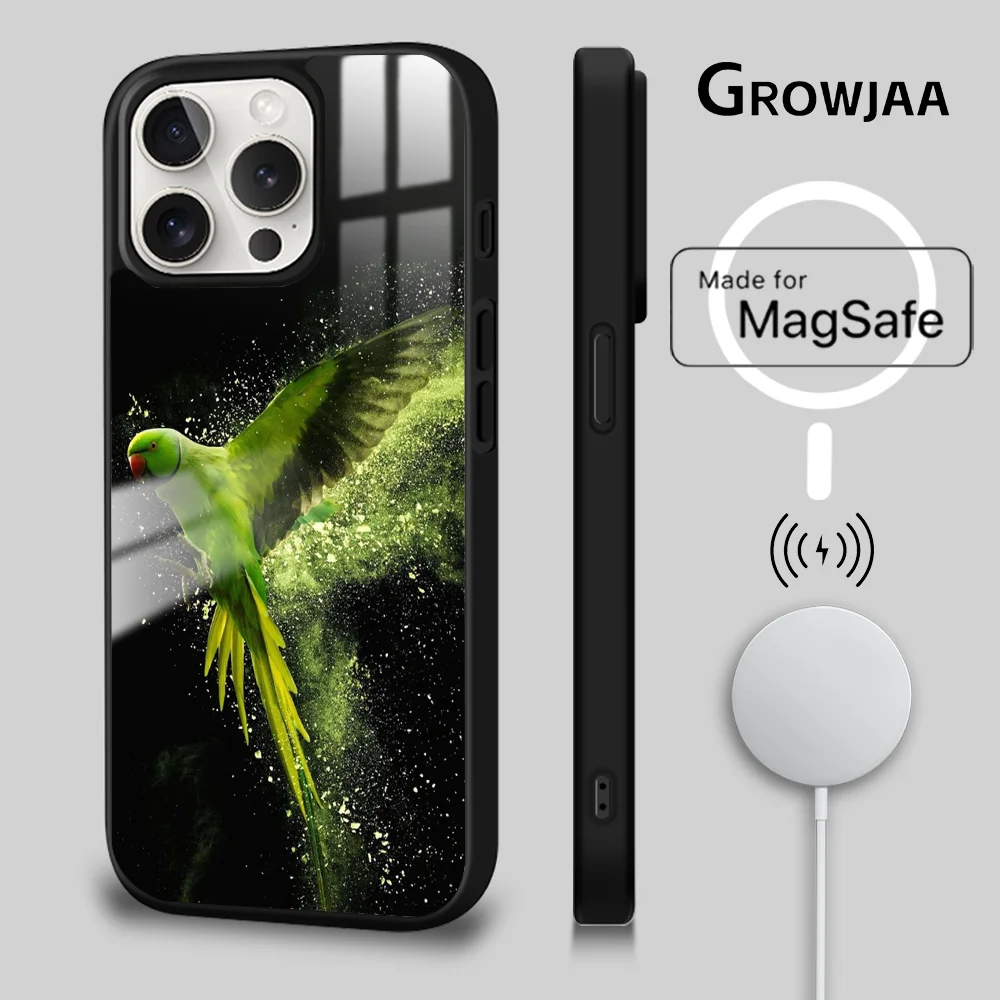 Parrot Bird Macaw Phone Case For iPhone 16 15 14 13 12 11 Pro Max Plus Mini Magsafe Mirror Wireless Magnetic Cover