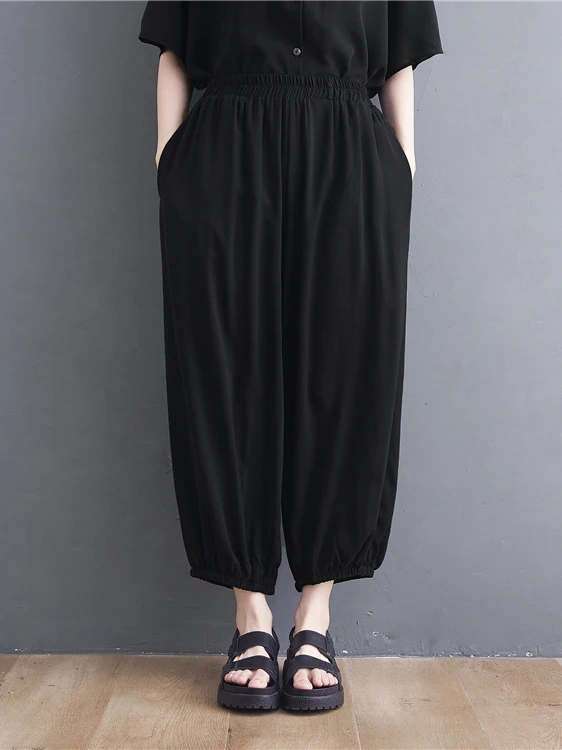 Pantaloni cargo in vita elastica Donna Estate taglie forti Pantaloni da donna Harlan versatili casual larghi in 9 pezzi