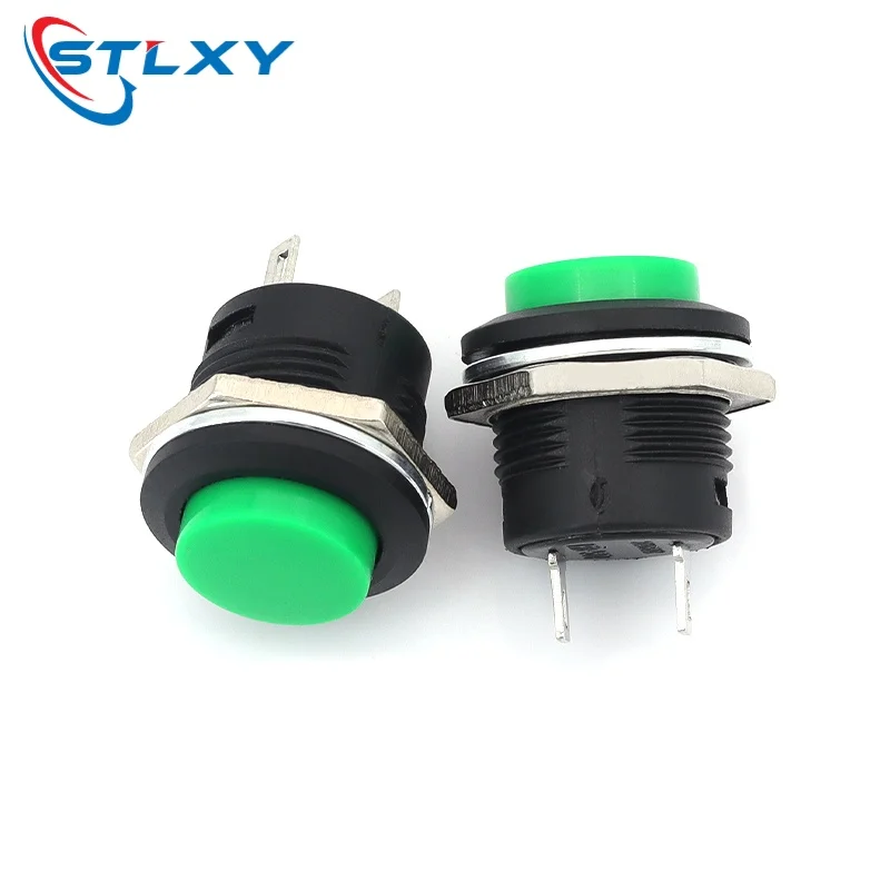 2pcs Momentary Push Button Switch 16mm Momentary 6A/125VAC 3A/250VAC Round Switches R13-507 BLACK RED WHITE BLUE YELLOW