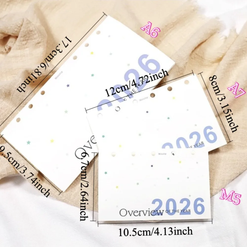 FromthenonA6A7M5 2026Calendar 4 Fold Pages Yearly Planner Refill Pages Foldable Calendar Insert for Daily Habit Tracker Schedule