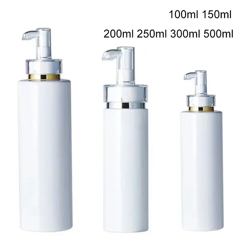 10 Uds 100/150/200/250/300/500ml botella de bomba de plástico vacía loción transparente blanca champú contenedor de cosméticos dispensadores de jabón de baño