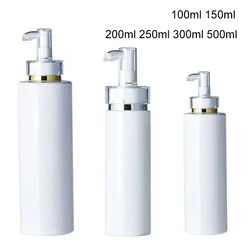 10Pcs 100/150/200/250/300/500ml Empty Plastic Pump Bottle White Clear Lotion Shampoo Cosmetic Container Bathroom Soap Dispensers