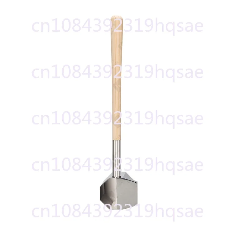 Sauna Room Water Spoon, Stainless Steel Octagonal Water Spoon, Long Wooden Handle, Sweat Steaming Room Water Spoon