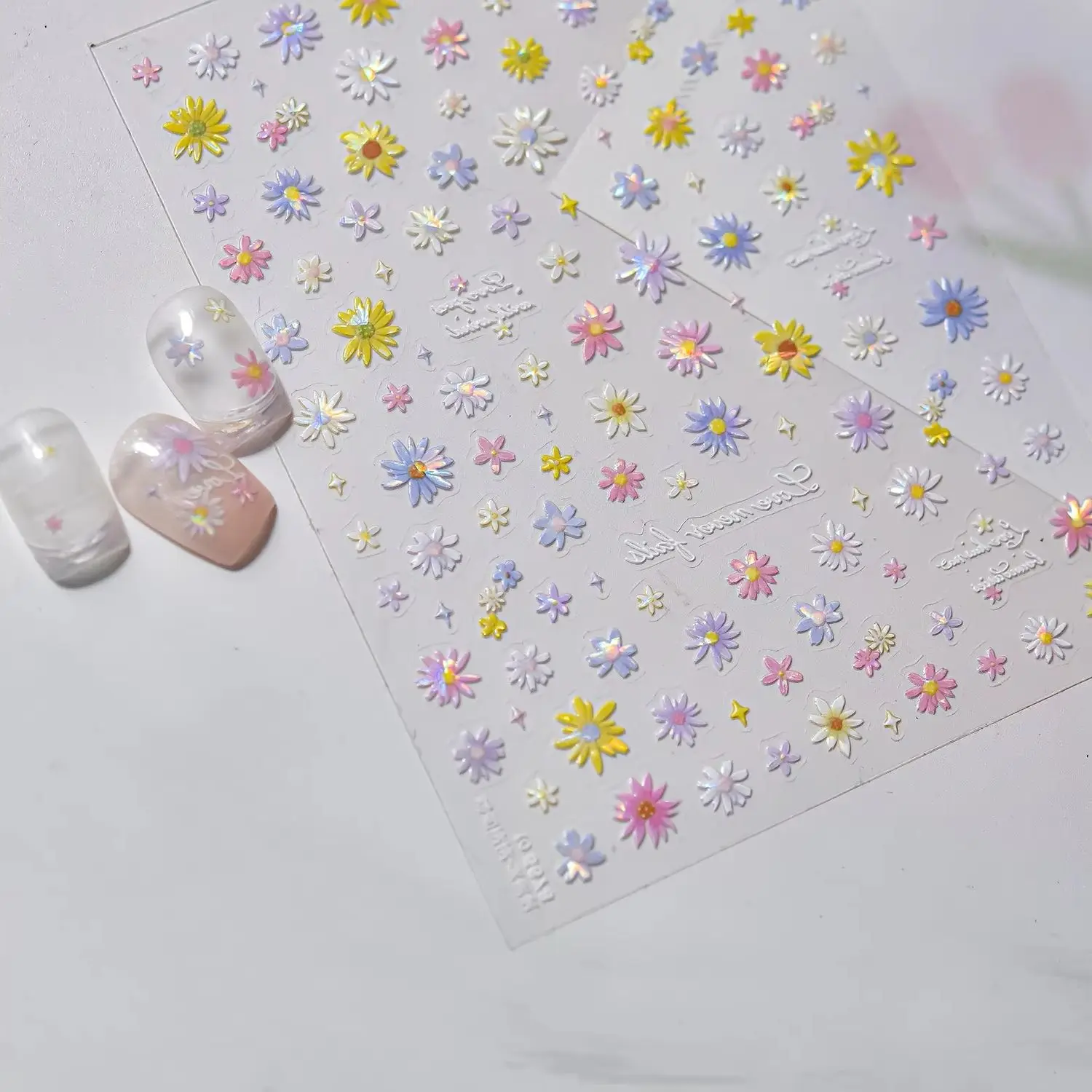 1PCS Pastel Color Small Floral Nail Stickers Mini Floral Print Nail Art Ornaments Great Fairycore Seasonal Style Stickers
