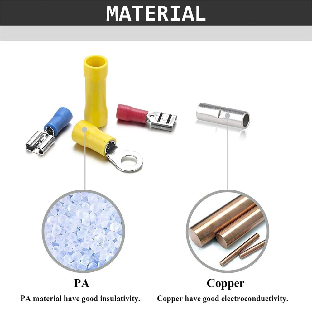 280PCS Insulated Cable Connector Electrical Wire Crimp Spade Butt Ring Fork Set Ring Lugs Rolled Terminals Assorted Kit
